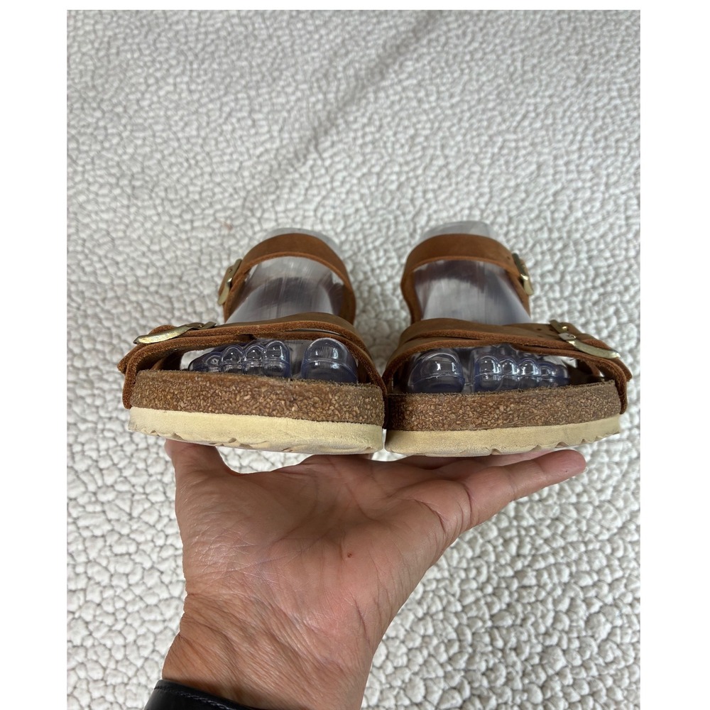 Birkenstock Salina Tobacco Brown Oiled Leather Ankle Strap Sandals 39 L8 M6 - Picture 7 of 12